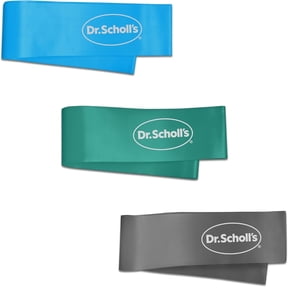 Dr. Scholl's 3-Piece Stretch & Recovery Bands - Light, Medium & Heavy Resistance, Workouts, Exercise, 0.52lb