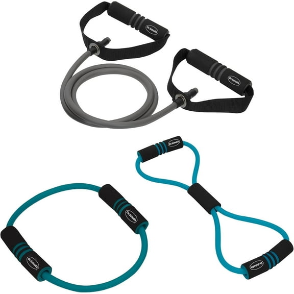 Dr. Scholl's 3-Piece Stretch & Tone Resistance Kit (10lb & 20lb Bands) - Balance, Rehabilitation, Fitness