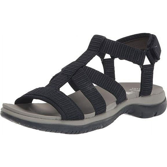 Dr. Scholl's Adalia Navy Fabric Ankle Strap Open Toe Breathable Flats Sandals (Navy Fabric, 6.5)