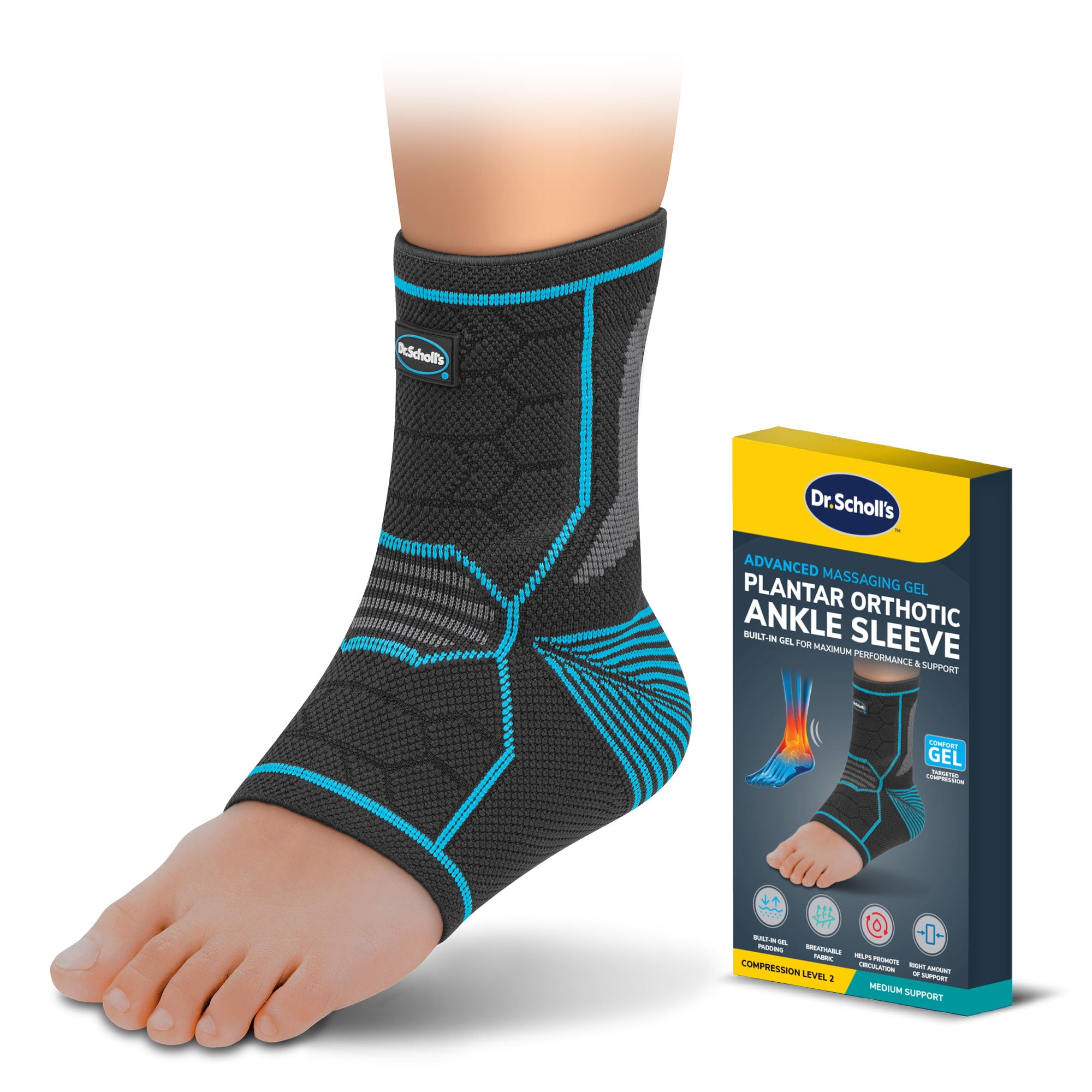 Dr. Scholl’s Ankle Sleeve with Massaging Gel, Breathable Fabric, Shock