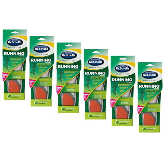 Dr. Scholl's Athletic Series Running Insoles for Women, 1 Pair Each, Size 5.5-9 - Pack of 6