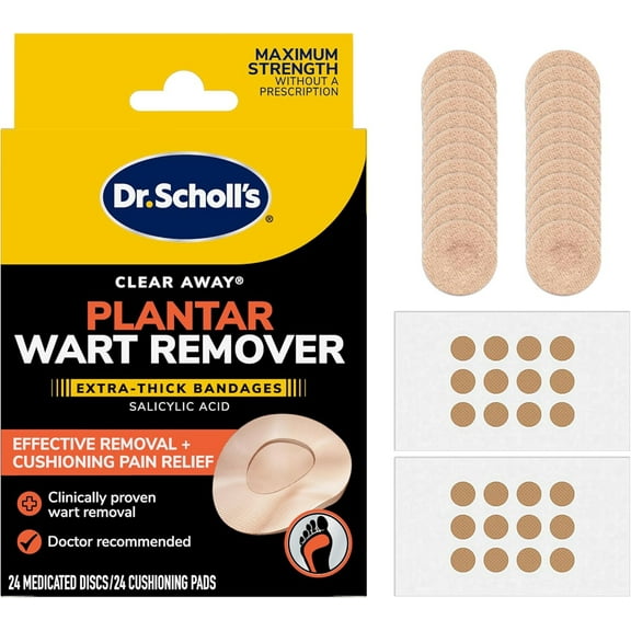Dr. Scholl's Clear Away Plantar Wart Remover (24 Discs/24 Cushions), 24 Treatments