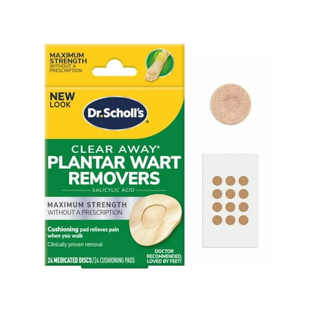 Dr. Scholl’s Clear Away Wart Remover for Plantar Warts (24ct), Maximum Strength