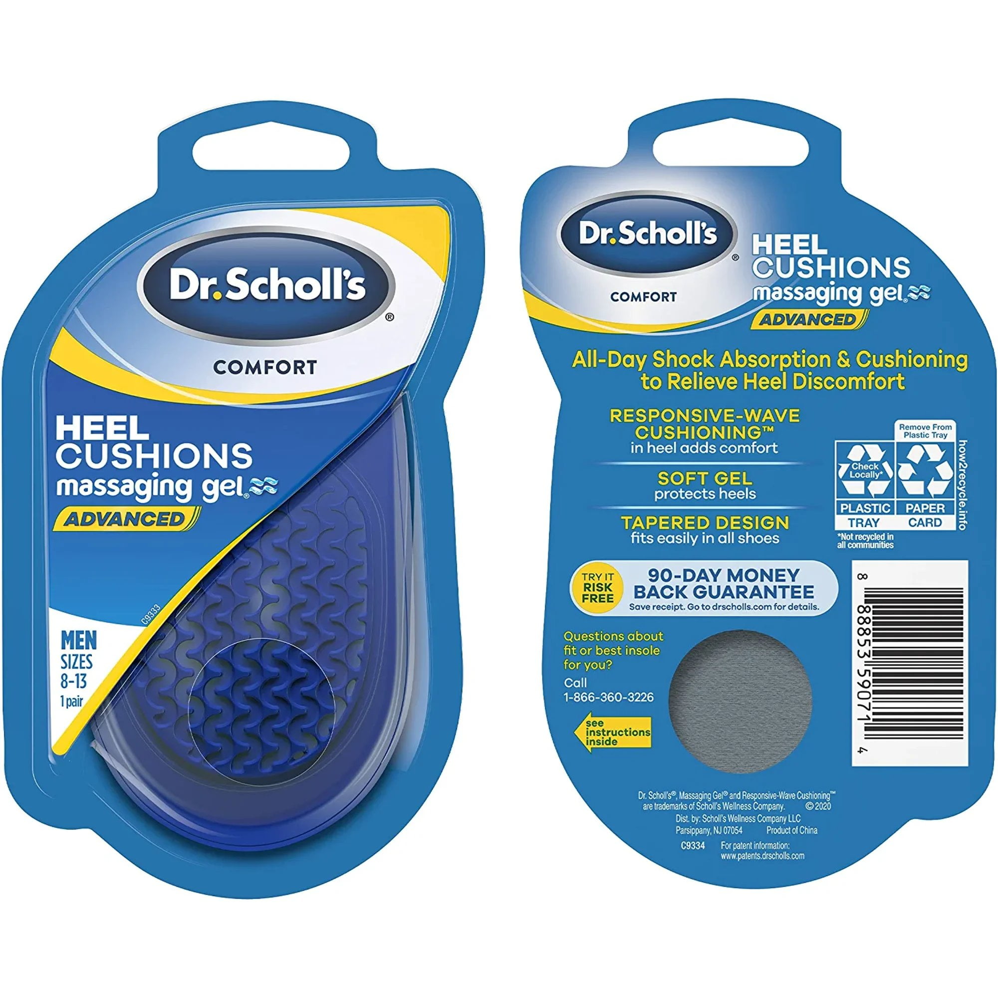 Dr. Scholl's Comfort Heel Cushions For Men, Size 8-13 1 ea (Pack of 3)