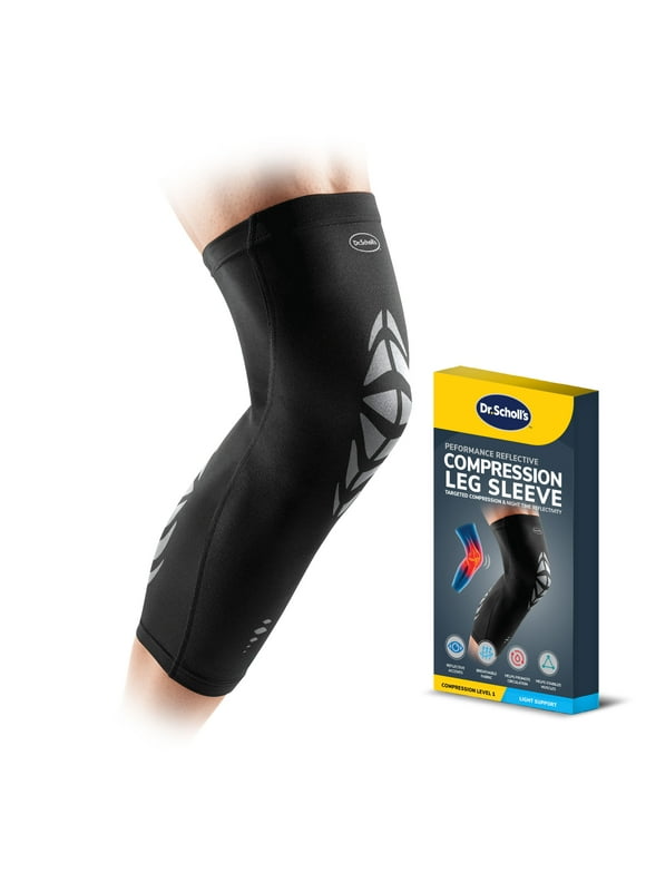 Dr. Scholl’s Compression Leg Sleeve with Breathable & Copper-Infused Fabric for Pain Relief & Support (Sizes S/M)