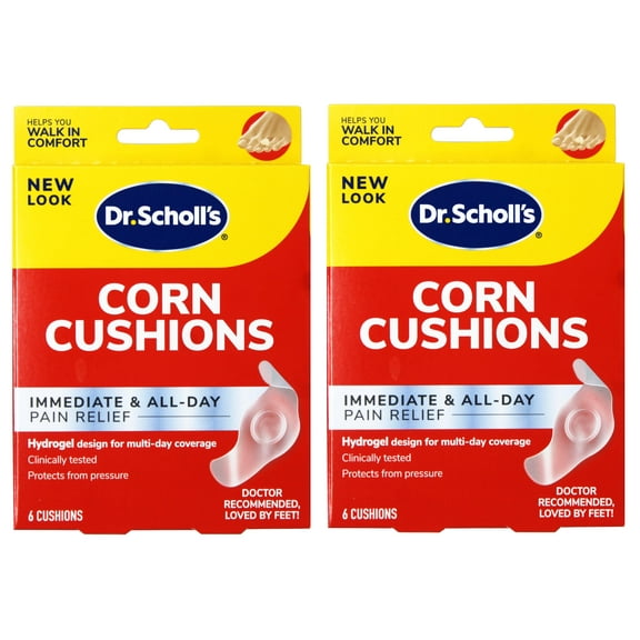 Dr. Scholl's Corn Cushion with Hydrogel Technology, 6ct, Cushioning Protection Against Shoe Pressure and Friction That Fits Easily in Any Shoe for Immediate and All-Day Pain Relief - 2 Pack