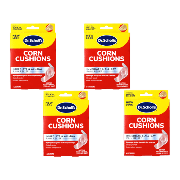Dr. Scholl's Corn Cushion with Hydrogel Technology, 6ct, Cushioning Protection Against Shoe Pressure and Friction That Fits Easily in Any Shoe for Immediate and All-Day Pain Relief - 4 Pack