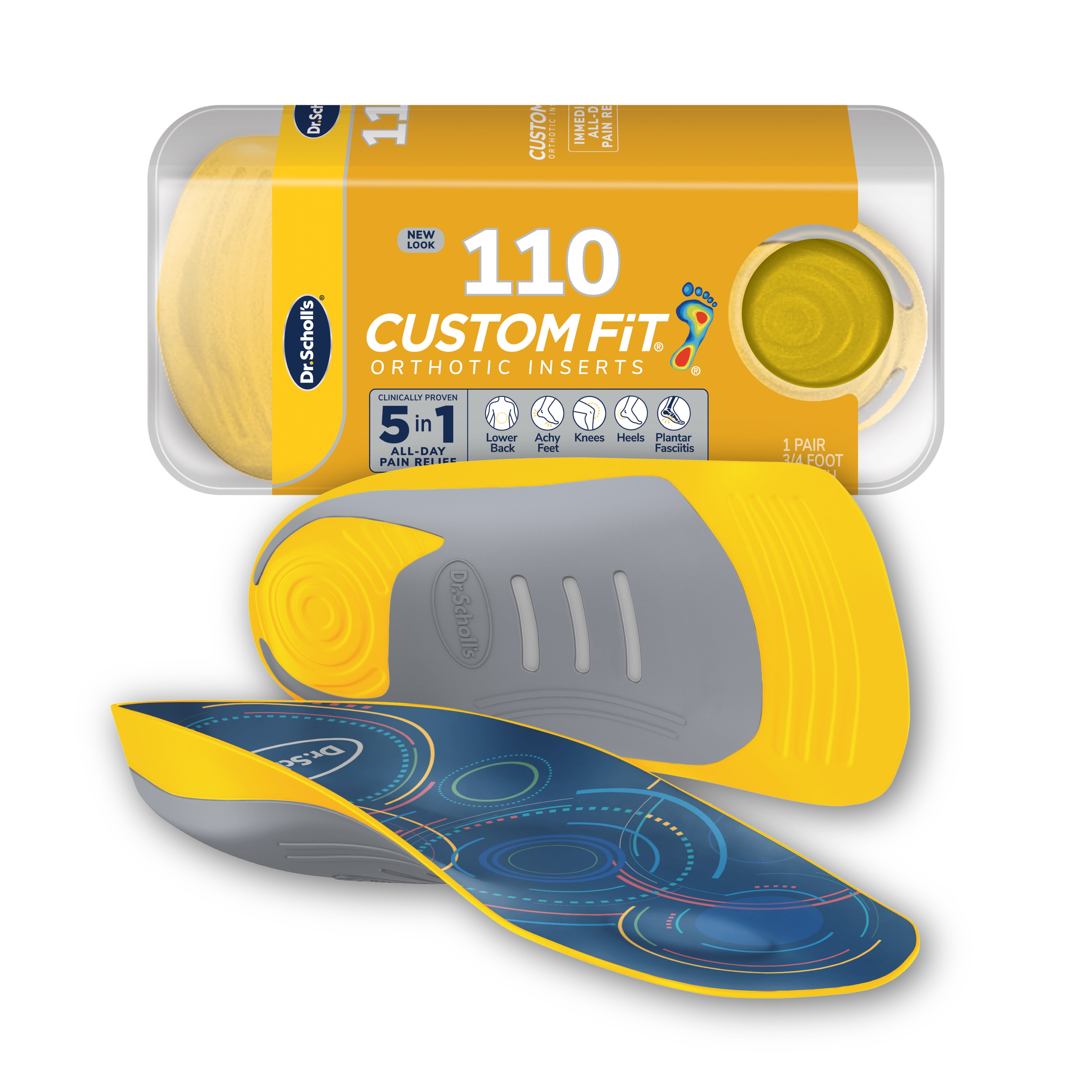 DR. SCHOLL'S Dr. Scholls Custom Fit Foot Orthotics 3/4 Length Inserts, CF 110, All-Day Pain Relief for Feet