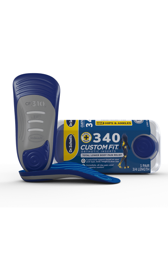 Dr. Scholls Custom Fit Foot Orthotics 3/4 Length Inserts, CF 340, All-Day Pain Relief for Feet