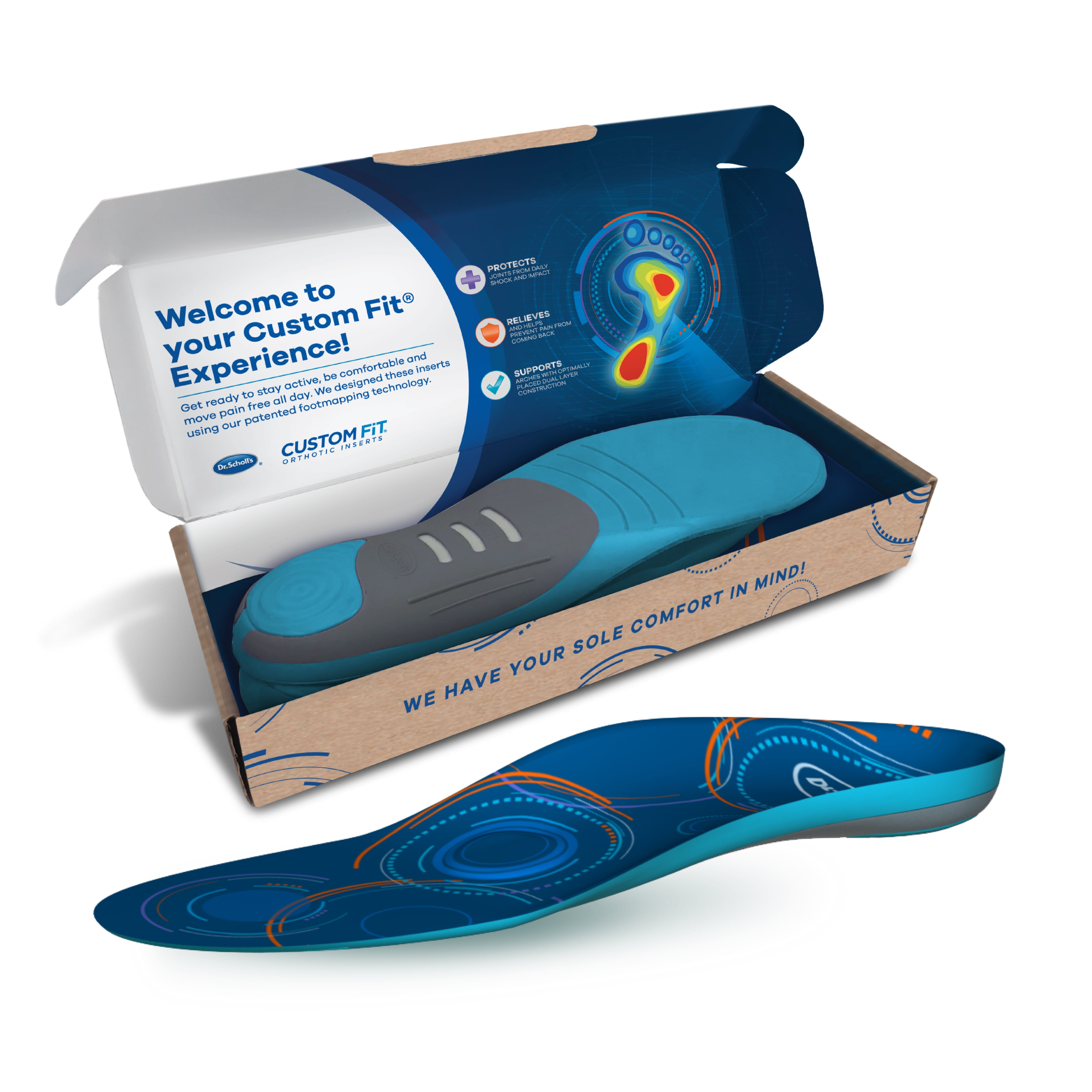 Dr. Scholl’s® Custom Fit® Orthotics Full Length Inserts, CF 660, Customized  for Your Foot & Arch, Immediate All-Day Pain Relief, Lower Back, Knee