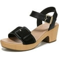 thumbnail image 1 of Dr. Scholl's Felicity Too Black Smooth Block Heel Open Square Toe Heeled Sandals (Black Smooth, 8.5), 1 of 6
