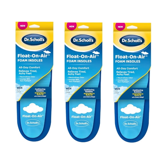 """Dr. Scholl's Float-On-Air Foam Insoles for Men 8-14, 1 Pair - Pack of 3"""