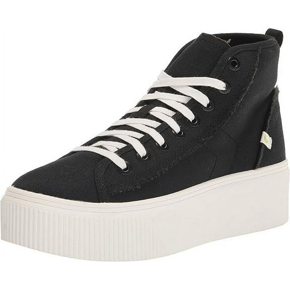 Dr. Scholl's For Now Hi Black Fabric Lace Up Chunky Platform Mid Top Sneakers (Black Canvas, 11)