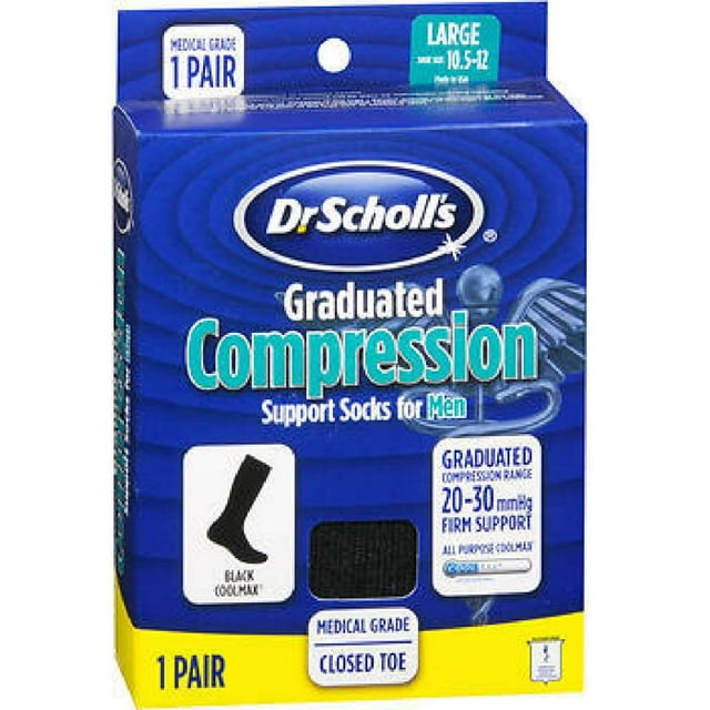 Dr. Scholl's Graduated Compression Support Socks Mens 2030 Black Large