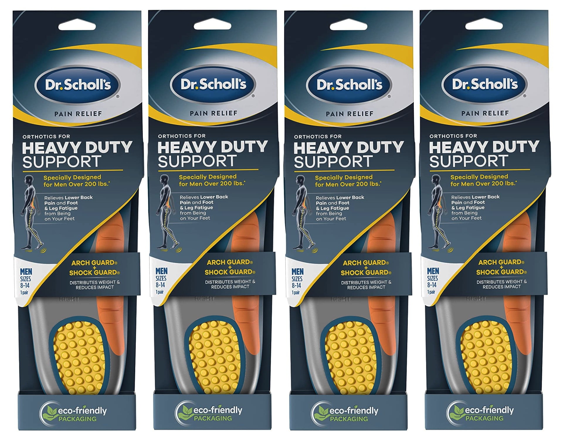 Dr. Scholl's Heavy Duty Support Pain Relief Orthotics, Size 8-14 1 ea (Pack of 4)