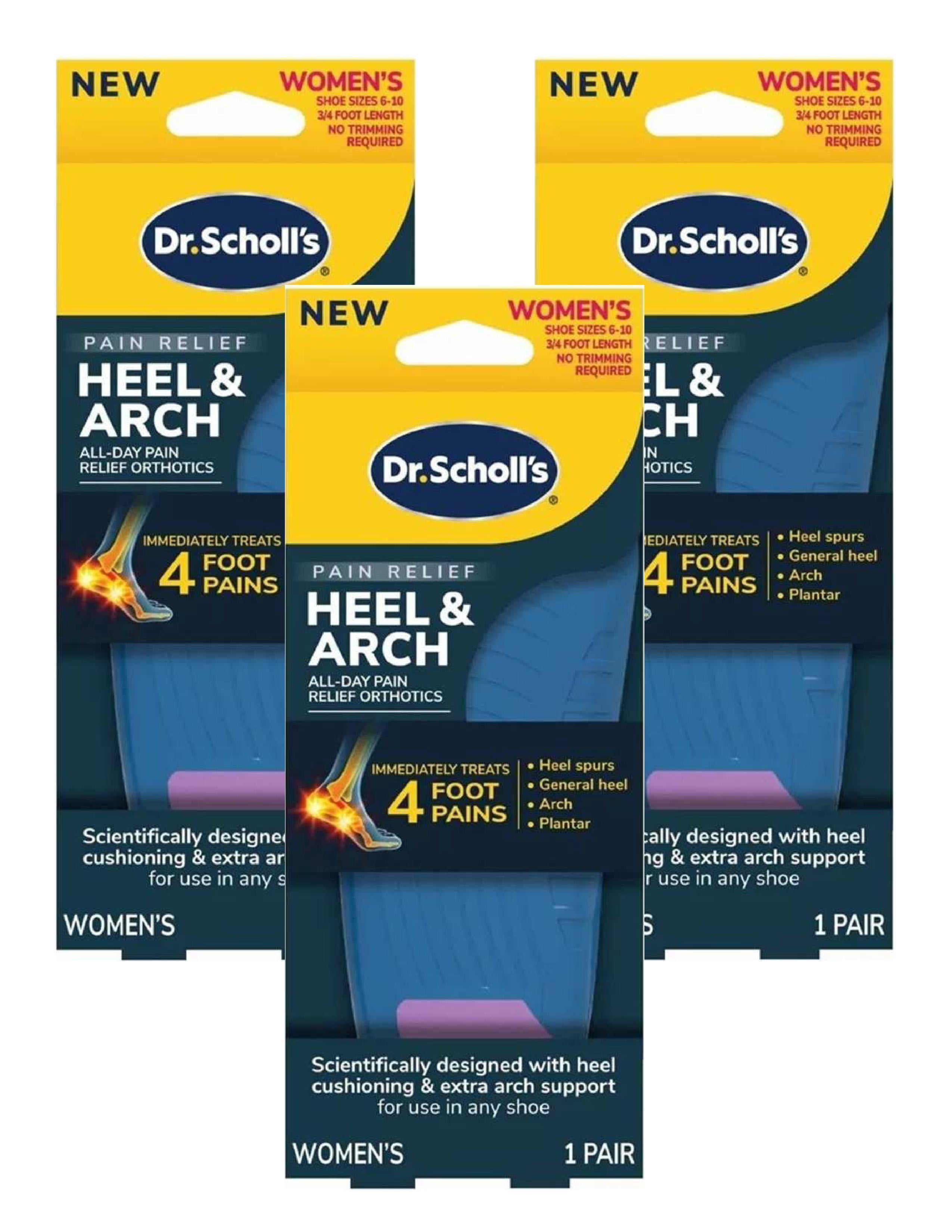 Dr. Scholl's Heel & Arch Pain Relief Orthotics Women (Size 6-10) (Pack of 3)