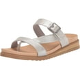 thumbnail image 1 of Dr. Scholl's Island Dream Silver Slip On Open Toe Straps Flat Slide Sandals (Silver, 11), 1 of 7