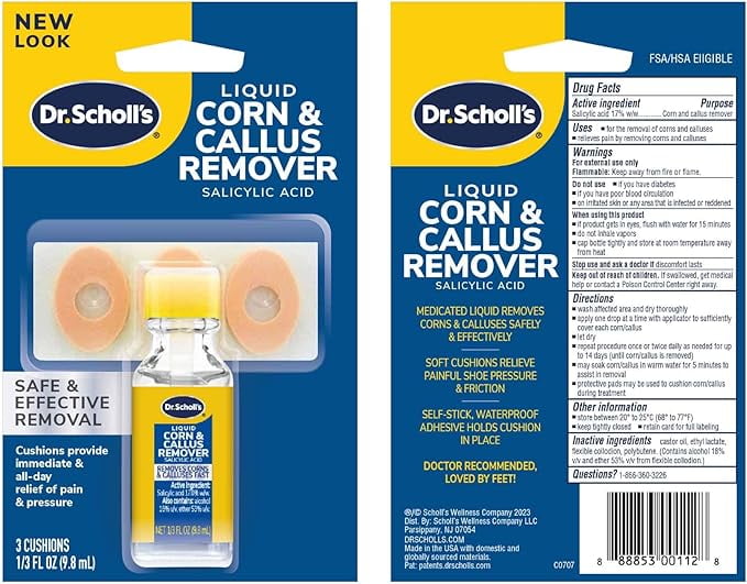 Dr. Scholl's LIQUID CORN & CALLUS REMOVER, 0.33 Ounce // Removes Corns & Calluses Fast with