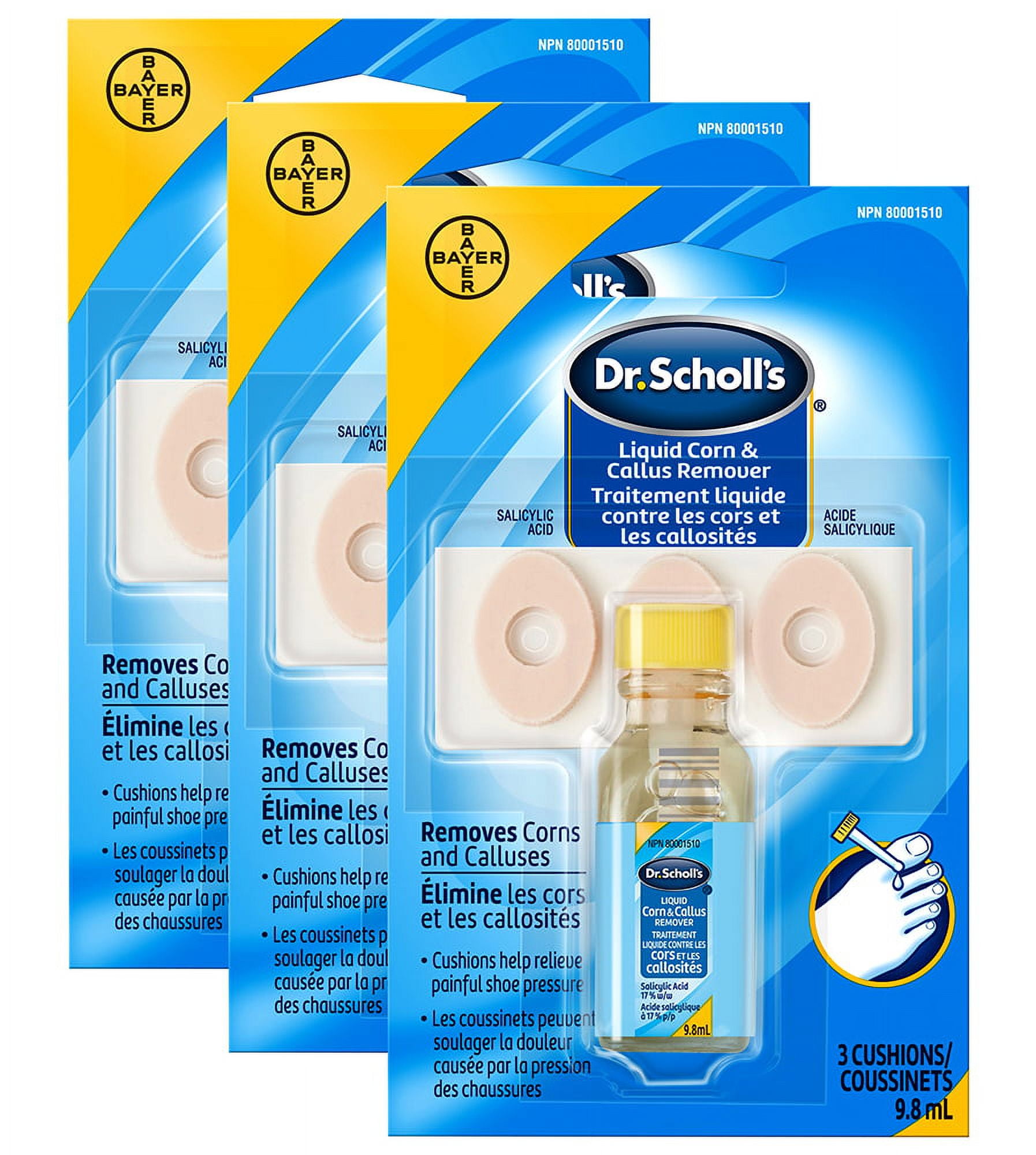 Dr. Scholl's Liquid Corn & Callus Remover, Liquid Kit 1/3 fl oz. (Pack of 3)