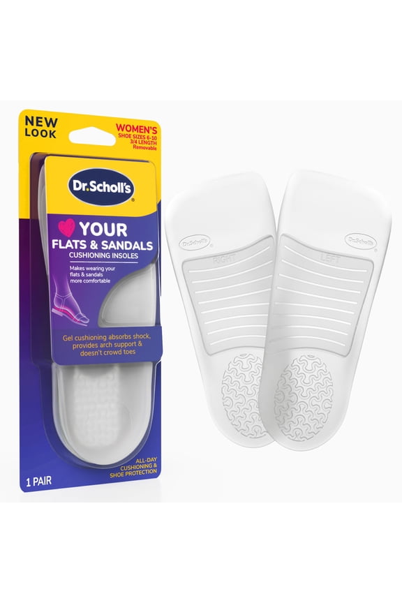 ® Love Your Flats & Sandals 3/4 Length Gel Insoles, All-day Comfort, 1 Pair