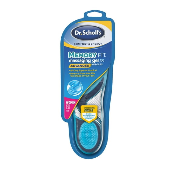 Dr. Scholl's MEMORY FIT Insoles with Massaging Gel Advanced, 1 Pair (Women's 6-10)