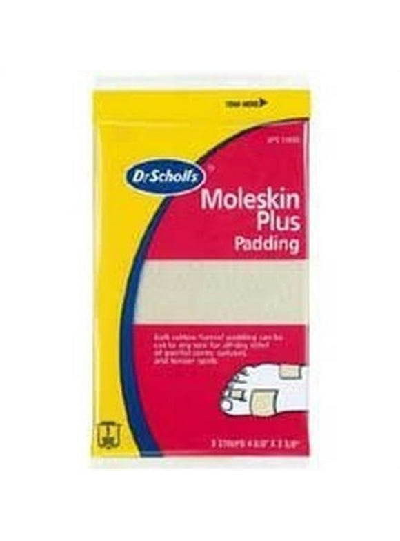 Dr. Scholl's MOLESKIN PADDING ROLL, (1 Roll) Thin, Flexible Cushioning & Pain Relief, Cut to Size, 24 inches X 4 5/8 inches