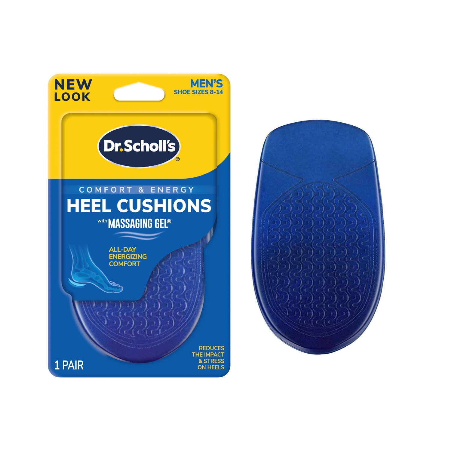 Dr. Scholl's Massaging Gel Advanced Heel Cushions for Men (8-13) Inserts to Relieve Heel Discomfort
