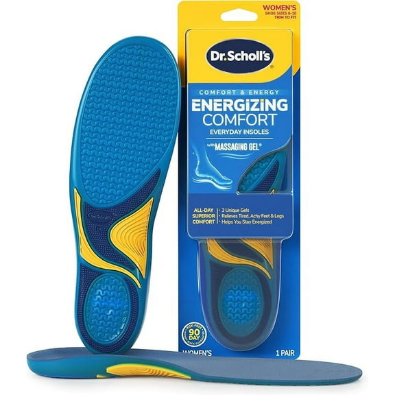 Dr. Scholls Energizing Comfort Everyday Insoles with Massaging Gel, Women's Size 8-14, 1 Pair