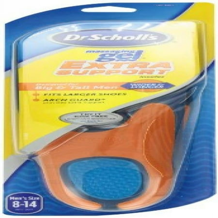 Dr. Scholl’s Extra Comfort Support Insoles Men, Size 8-14, 1 Pair: All-Day Comfort Shoe Inserts with Massaging Gel for Big & Tall Men, 200lbs+, Wide Feet - Arch Support Inserts for Men, Trim to Fit