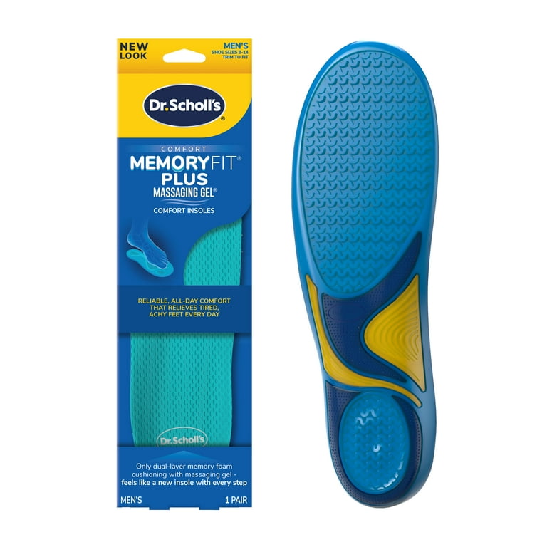 Scholl's Memory Fit- Men's Insoles 8-14, Massaging Gel