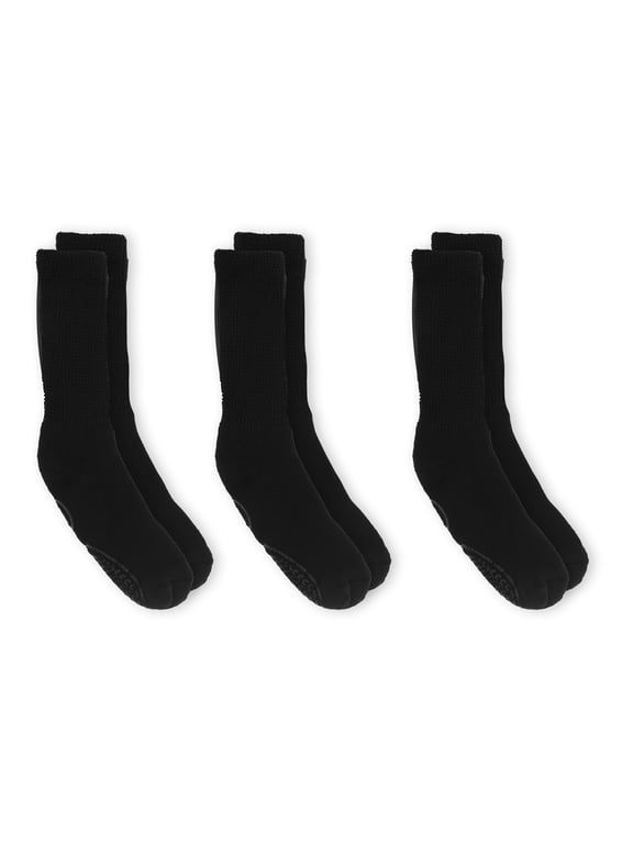 Men's Advanced Relief Gripper Crew Socks for Diabetic Care, 3 Pack