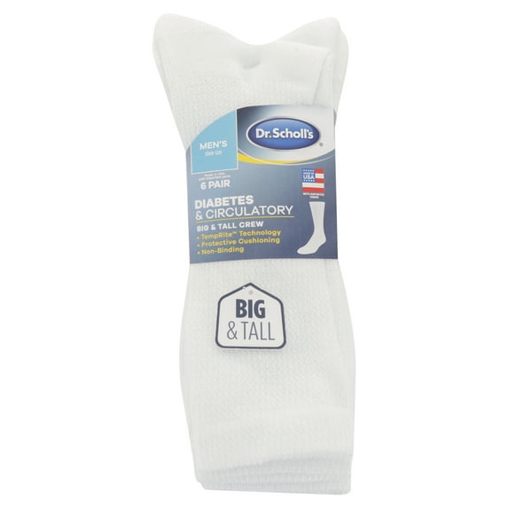 Dr. Scholl's Men's Big and Tall Diabetes & Circulatory Crew Socks, 6-Pack