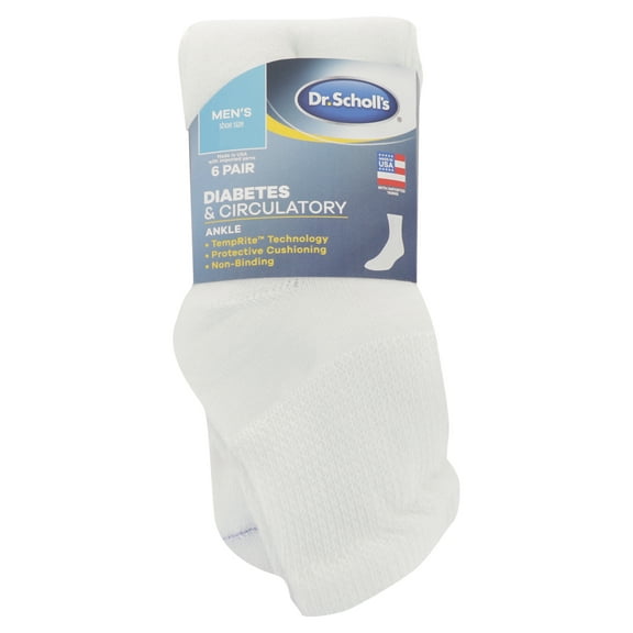 Dr. Scholl's Men's Diabetes & Circulatory Ankle Socks, 6 Pack