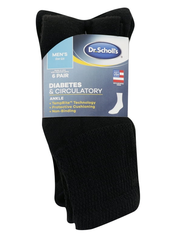 Dr. Scholl's Men's Diabetes & Circulatory Ankle Socks, 6 Pack