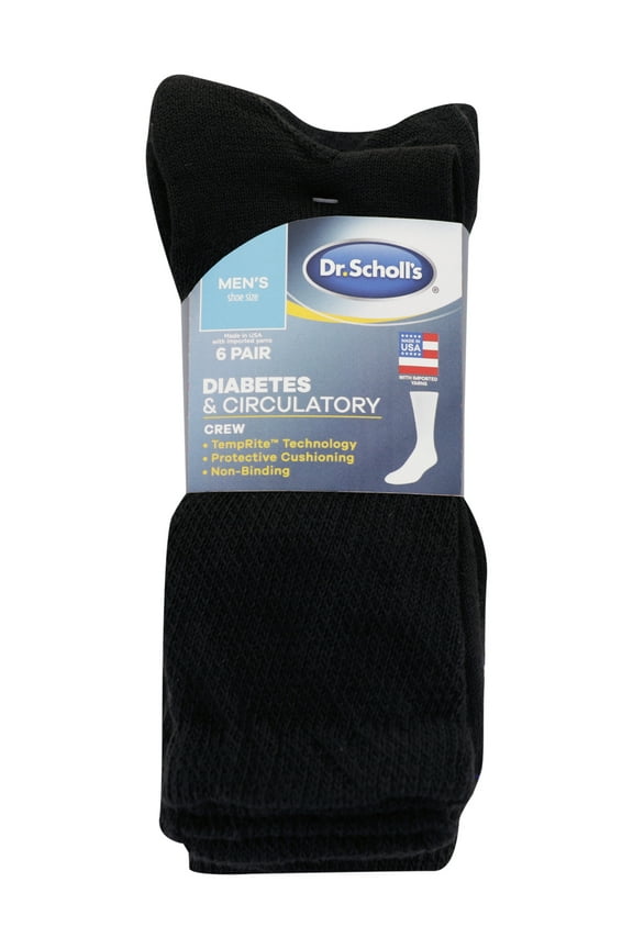 Men's Diabetes & Circulatory Crew Socks, 6 Pack