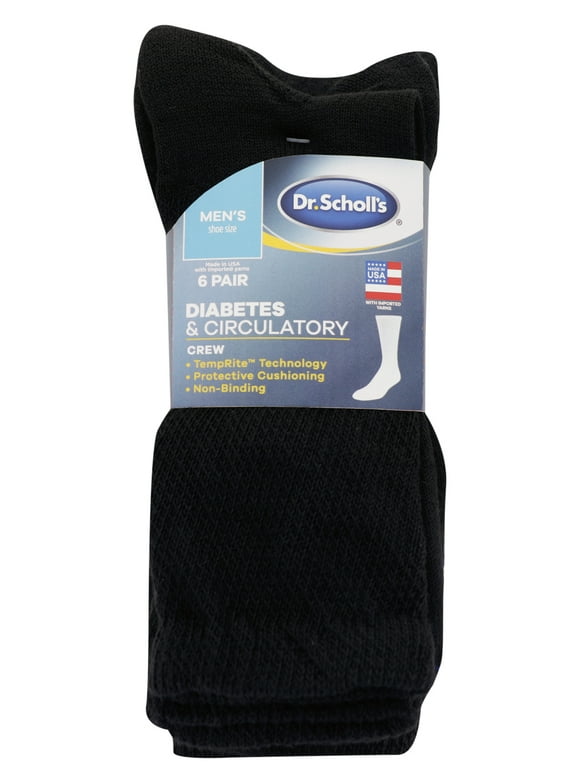 Dr. Scholl's Men's Diabetes & Circulatory Crew Socks, 6 Pack
