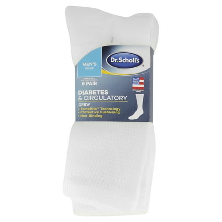 Dr. Scholl's Men's Diabetes & Circulatory Crew Socks, 6 Pack