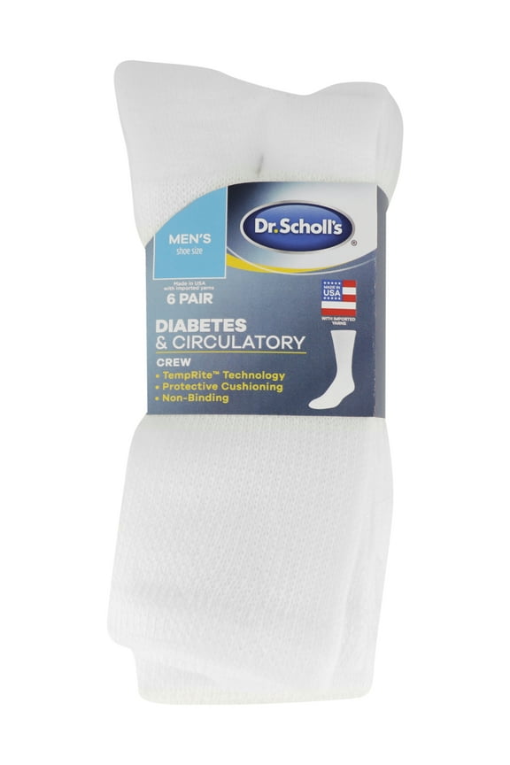 Men's Diabetes & Circulatory Crew Socks, 6 Pack