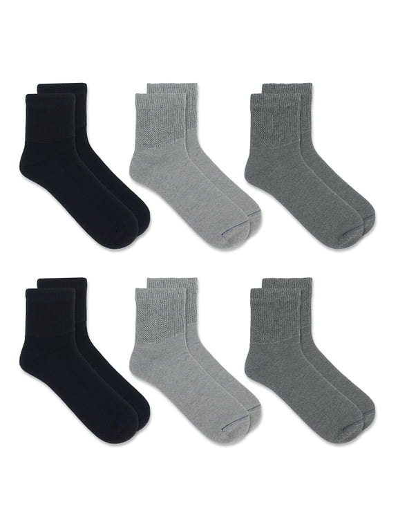 Men's Diabetes and Circulatory Ankle Socks, 6-Pack