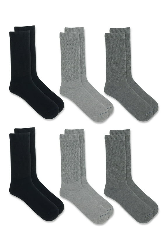 Men's Diabetes and Circulatory Crew Socks, 6 Pack