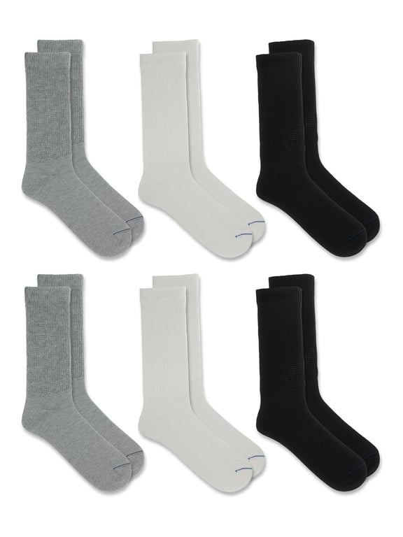 Men's Diabetes and Circulatory 6-Pack Crew Socks