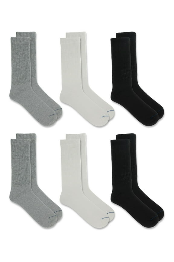Men's Diabetes and Circulatory Crew Socks, 6 Pack