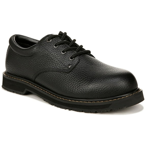 Dr. Scholl's Mens Harrington Composite Toe Slip Resistant Oxfords Black Leather 9 M - Medium & Wide Width