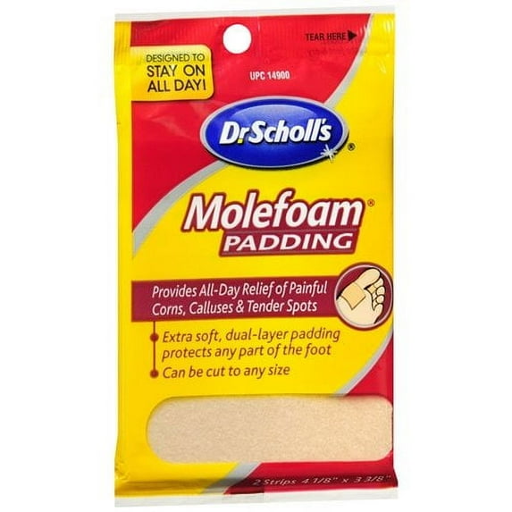 Dr Scholl's Molefoam Padding Two 4-1/8" X 3-3/8" Strips Each