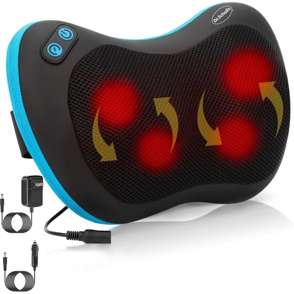 Dr. Scholl’s Multi-Purpose Massage Pillow for Neck & Shoulders, Heat Therapy, Auto Shut-Off, Velcro Strap, Pain Relief & Relaxation