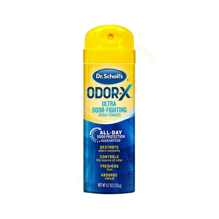Dr. Scholl's ODOR-X ULTRA ODOR-FIGHTING SPRAY POWDER, 4.7 oz // Destroys Odors Instantly - All-Day Odor Protection - Freshens Feet & Shoes (Pack of 2)