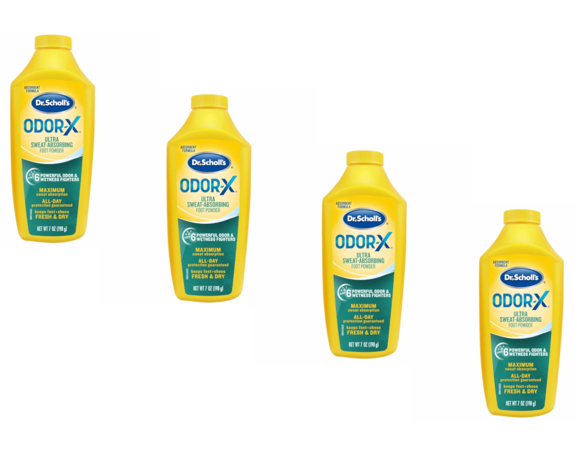 Dr. Scholl s Brandclub Dr. Scholl s Odor x Sweat Absorbing Foot Powder 7 Ounce Pack of 4