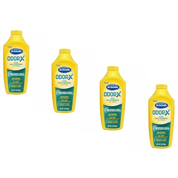 Dr. Scholl's Odor-x Sweat Absorbing Foot Powder, 7 Ounce - Pack of 4