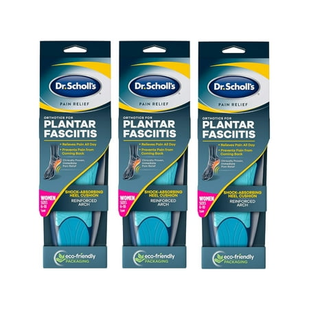 Dr. Scholl's Pain Relief Orthotics for Plantar Fasciitis for Women Size 6-10 1 ea (Pack of 3)