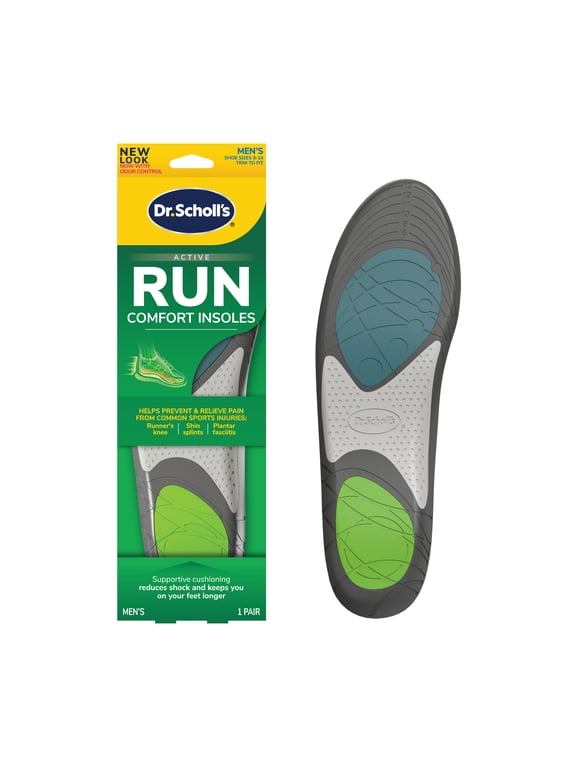 ® Run Active Comfort Foam Insoles, Men Shoe Sizes 8-14, 1 Pair, Trim to Fit